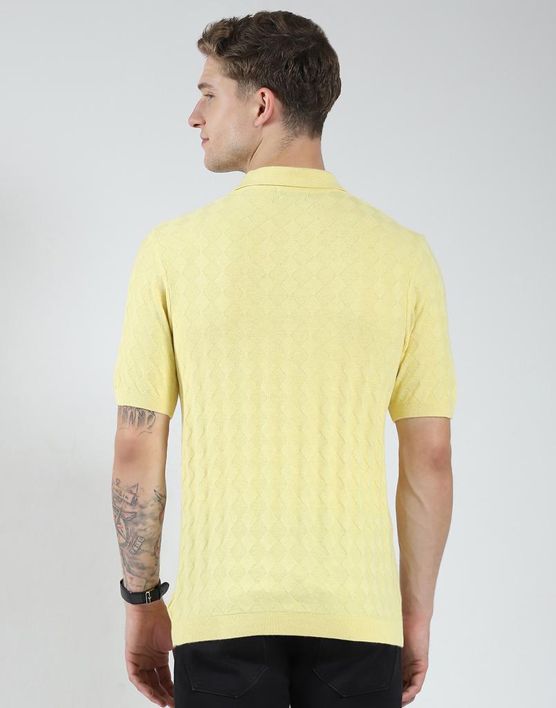 Luxuria Mens Self Design Collar Neck Tshirt
