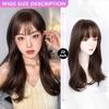 22 Inch Brown Curly Wigs Air Bangs Fiber Synthetic Heat-resistant Wave Hair Sweet And Natural Party or Selfie Korean Fashion