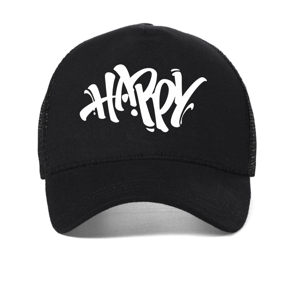 Happy Artistic Fonts Printing baseball cap for Men Summer Comfortable Breathable mesh snapback hats adjustable trucker hat