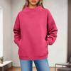 Women's Fashionable Casual Solid Color Round Neck Long Sleeved Pocket Sports Casual Pullover Sweatshirt Top