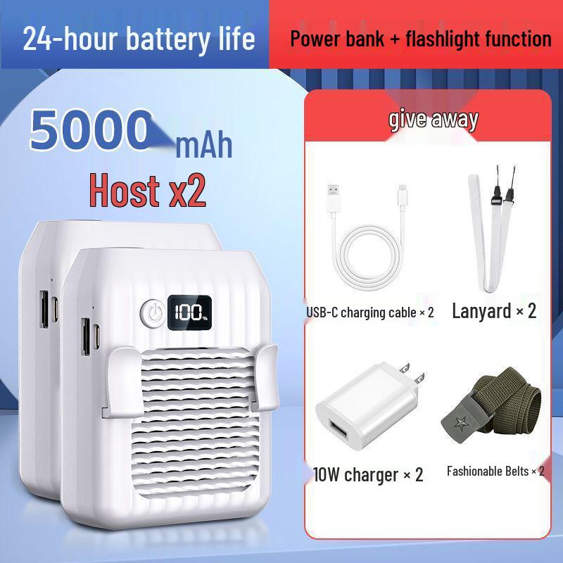 Y1L Waist & Handheld USB Portable Fan: Strong Wind Cooling for Outdoor, Food Delivery, Construction