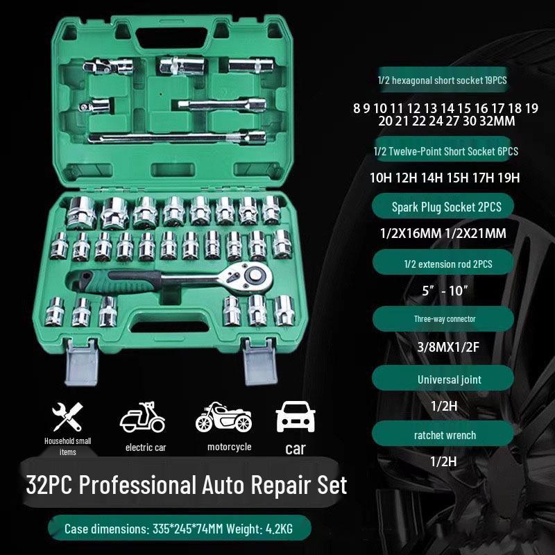 Comprehensive Car Mechanical Repair Tool Set with Socket Wrench