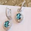 Huitan Trendy Sweet Sky Blue Cubic Zirconia Copper Color Women Dangle Earrings For Wedding Party Engagement Accessories Zircon