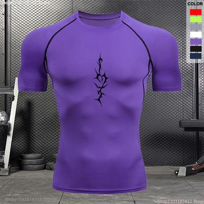 Camiseta de manga corta de compresión transpirable para hombre, para deportes y tiempo libre, de verano, para correr, de secado rápido, tallas S-3XL