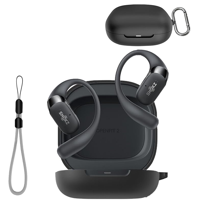 

SHOKZ OpenFit 2 for case Cover [YANMONGI] Wireless earphones protective cover silicone protective case -With chain charging case cover visible led