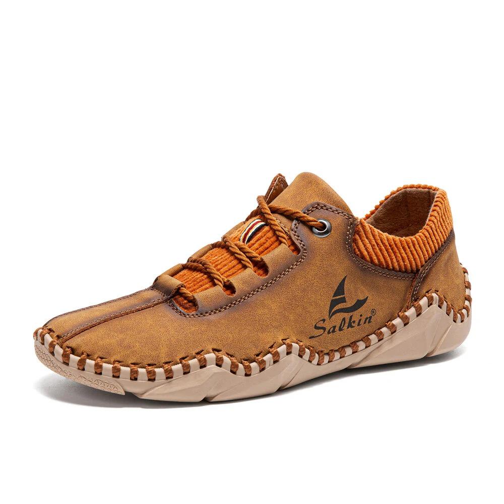 Spring 2022 Men's Casual Leather Moccasins - Fashionable, Sock-Style, Large Size, Handmade Shoes