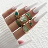 Modyle Copper Color Vintage Acrylic Heart Rings Set For Women Fashion Black Green Color Resin Hand Heart Ring Jewelry Gifts