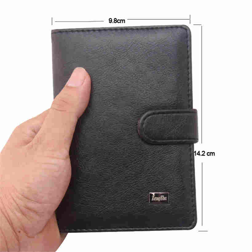 Retro Men Leather Buckle Multifunction Passport Holder Passport Bag Small Wallet Coin Pocket