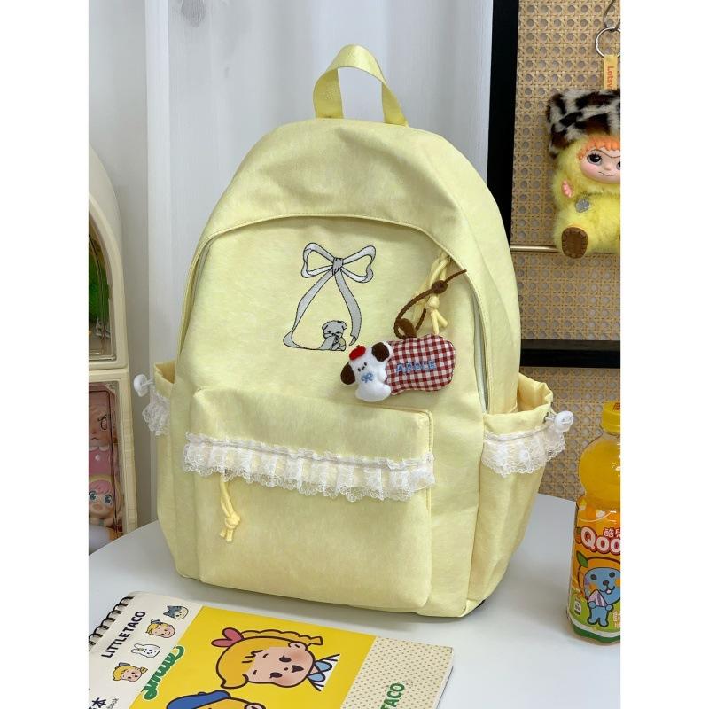 Schoolbag soft fufu gentle wind girl lace bow backpack female college student Korean wear summer travel small schoolbag