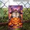 2D Flat, 1pc Cute Witch Kitten Pumpkin Aluminum Sign, Halloween Wall Decor, Mystery Wall Art for Halloween Themed Space - Perfect for Spooky