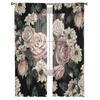 Plant Flowers Green Leaves Tulle Sheer Window Curtains for Living Room Kitchen Children Bedroom Voile Hanging Curtain