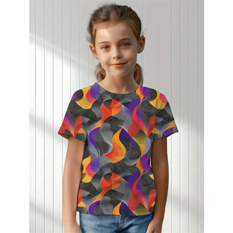 2025 Casual Flower 3d Print Fashion Funny Girls' T-Shirts Summer Short Sleeved Casual T-Shirts Tops Tee