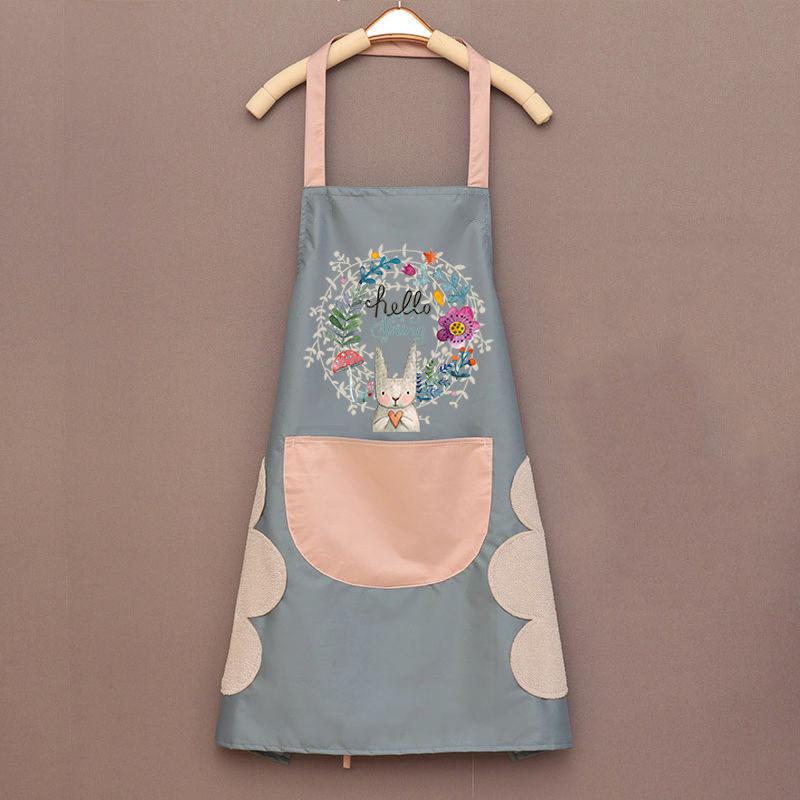 Garland Rabbit Kitchen Apron, Waterproof and Stain-resistant Coral Velvet Hand Towel Apron, Neck-hanging and Waist-encircling Apron