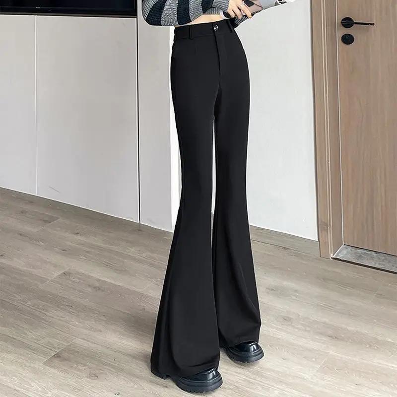Fashion Black Flare Pants Women Spring Hotsweet Skinny High Waist Trousers Female Sexy Slim Fit Streetwear Bottoms