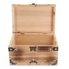 Vintage Wooden Treasure Chest 21.5x15x14cm Antique Decorative Wood Box with Password Lock for