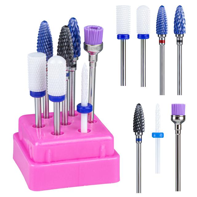 7pcs Ceramic Nail Drill Bits Set Milling Cutter for Manicure Machine Accessories Rotary Burrs Pedicure Cutter for Remove Gel Bit
