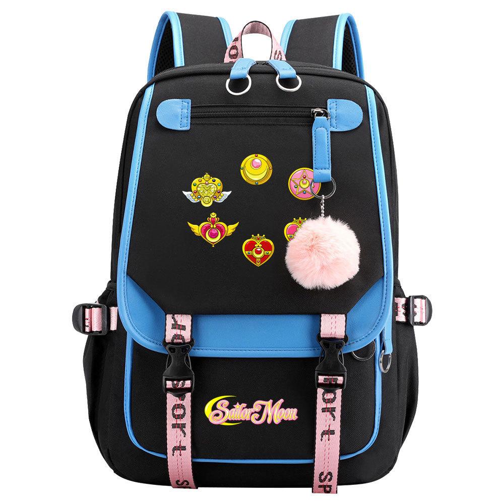 Neuer Anime Sailor Moon USB-Schulrucksack für Teenager, Damen- und Herrenmodell, Gurtband-Klapprucksack