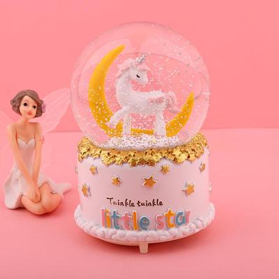 Unicorn Crystal Ball Music Box - Snowing Music Gift for Girls' Birthdays, Best Friends, and Classmates