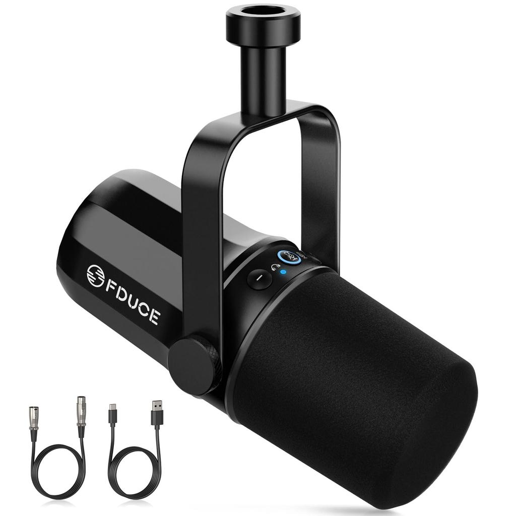 FDUCE SL40 Dynamic Microphone for Live and Headphone LED Mute Voice Isolation Technology USB/XLR Podcasting, Gaming, Streaming, Recording, Built-in