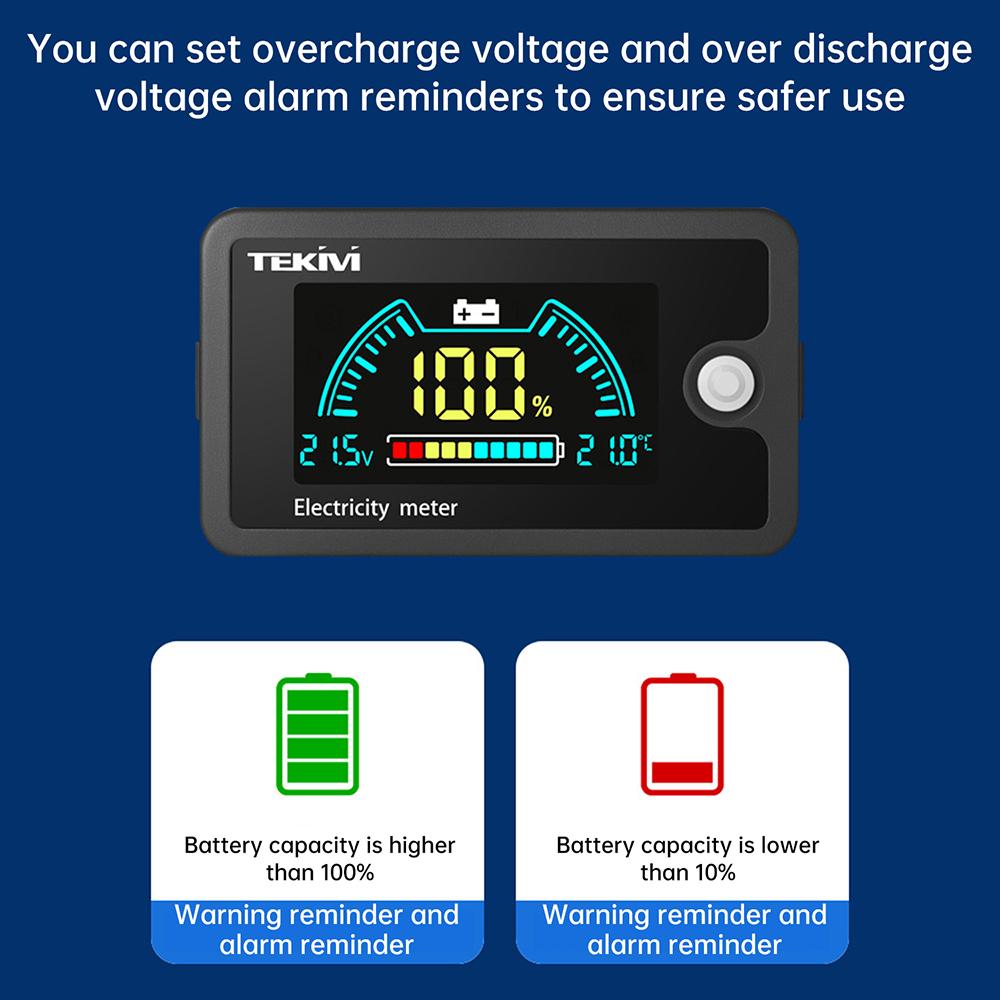 DC 8-100V LCD Digitales Voltmeter Ternäres/Lithium-Eisenphosphat/Blei-Säure-Batteriekapazitätsanzeige mit Temperaturalarm