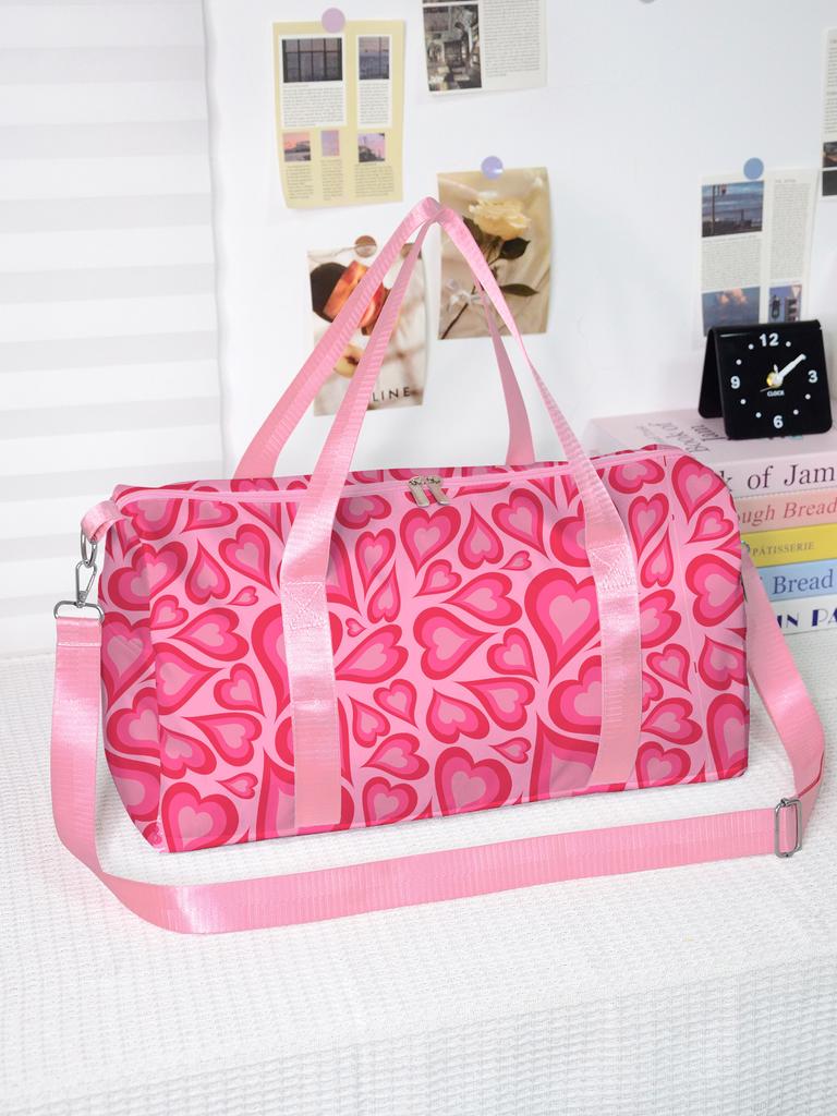 Trendy Popular Funny Novelty Pink Love 3D Printed Travel Bags Barrel Shape Crossbody Bag Outdoor Sports Bags Gym Yoga Bag