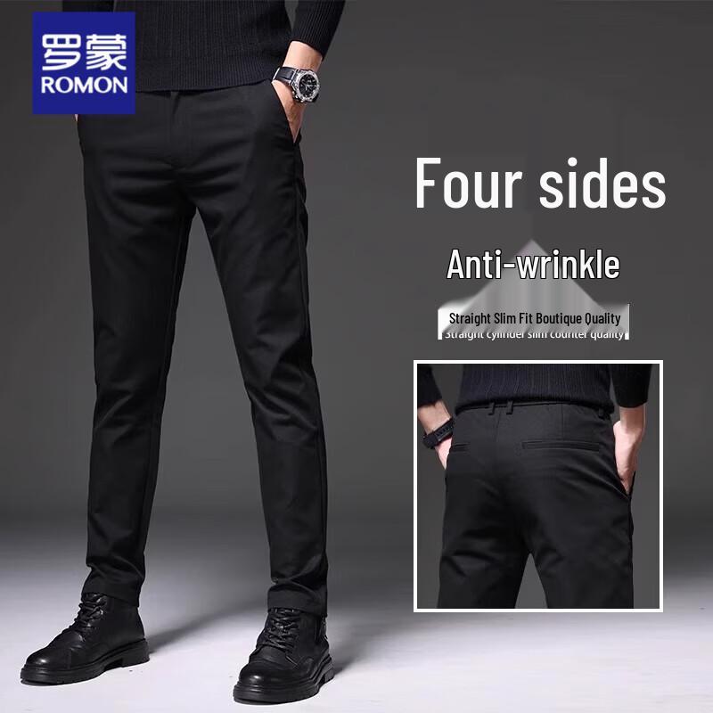 Romon Men s Business Casual Four-Way Stretch Pants 29