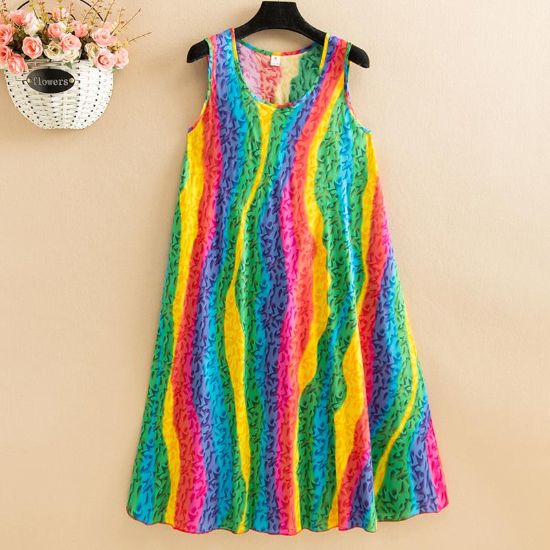 Letnia sukienka bez rękawów damska Oversize luźna długa sukienka z nadrukiem