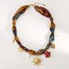 Trendy Multicolor Scarf Necklace Featuring Heart Star Sun Pendant Creative Stainless Steel Neckwear Accessory