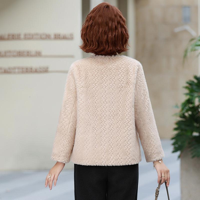 Autumn and winter clothing noble imitation fur jacket women's fur integrated medium and short tops and clothing