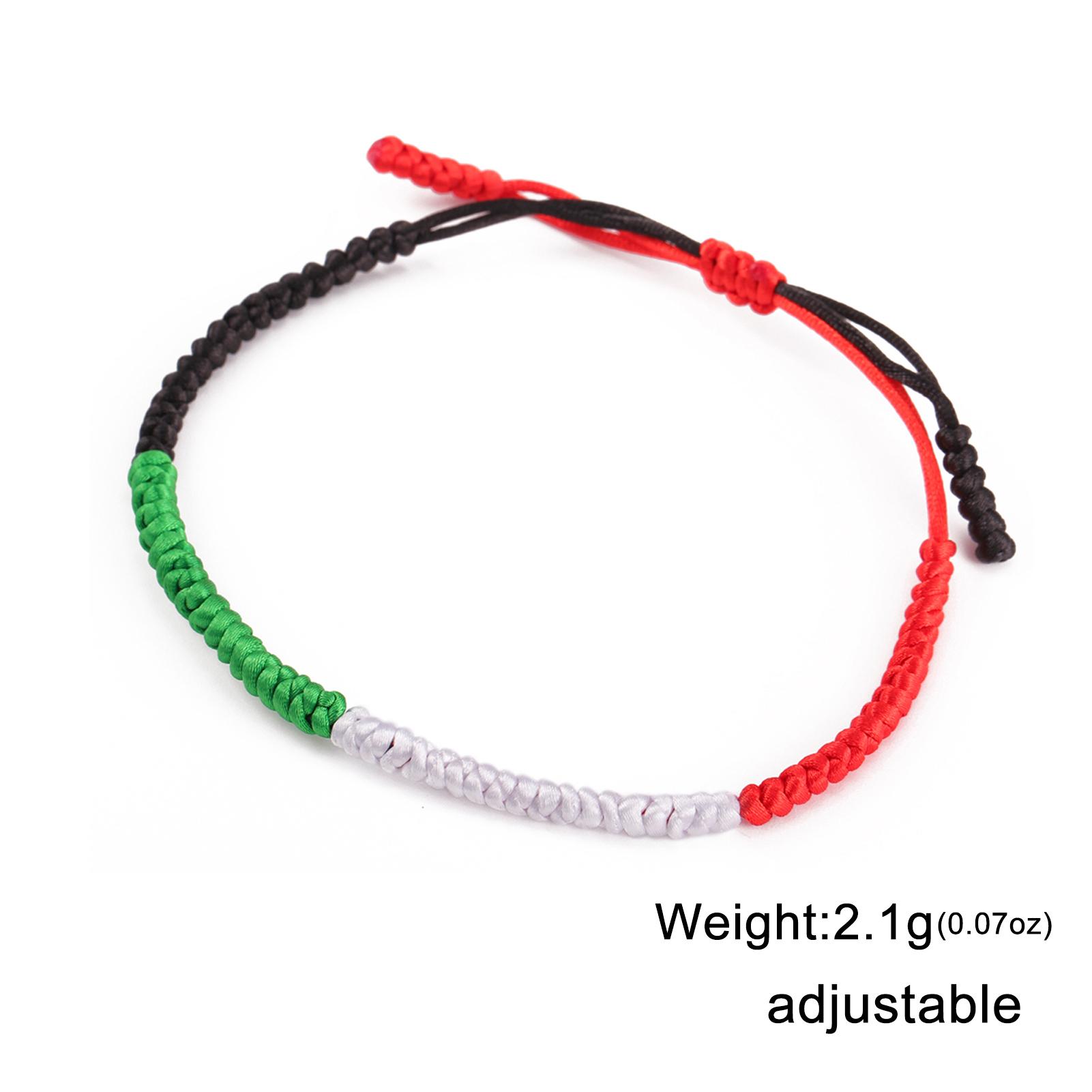 Palesztina Zászló Fonott Kötél Karkötők Nőknek Férfiaknak Piros Fekete Fehér Zöld Természetes Kő Gyöngy Karkötő Ékszer Ajándék Adjustable black