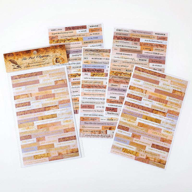 Sugar Poetry Retro Hot Stamping Stickers - Between the Lines Series: 3 Styles for Journals & DIY Collages