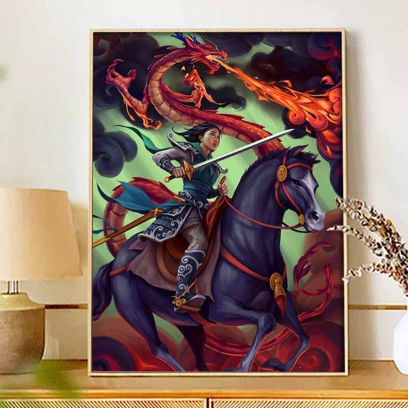 Disney Diamond Art Painting Kit Mulan Dragon Mosaic Pictures, Wall Art Crafts, Home Decor