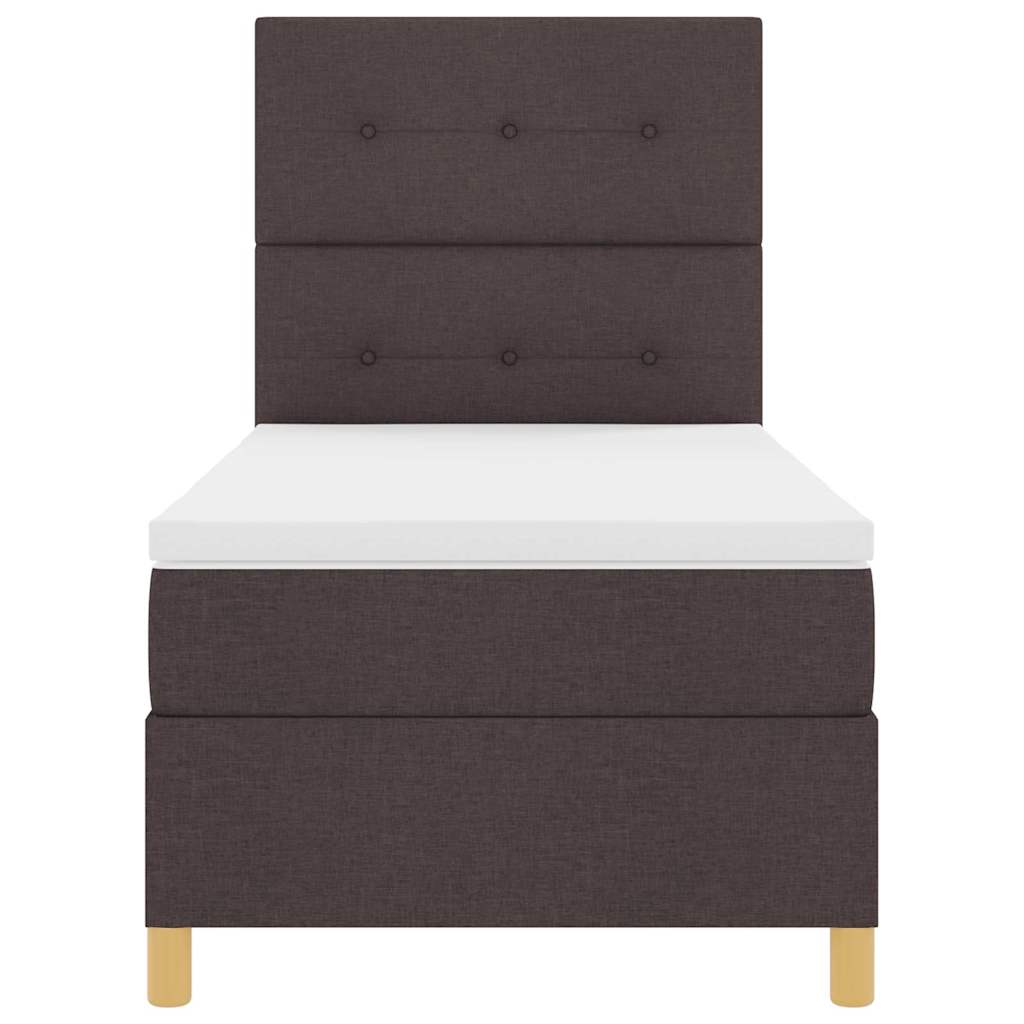 Boxspring bed with headboard Dark Brown 100 x 200 cm Fabric