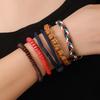 Natural Stone Wood Chip Coconut Shell Elastic Beaded Bracelet Set Retro Couple Beach Bracelet