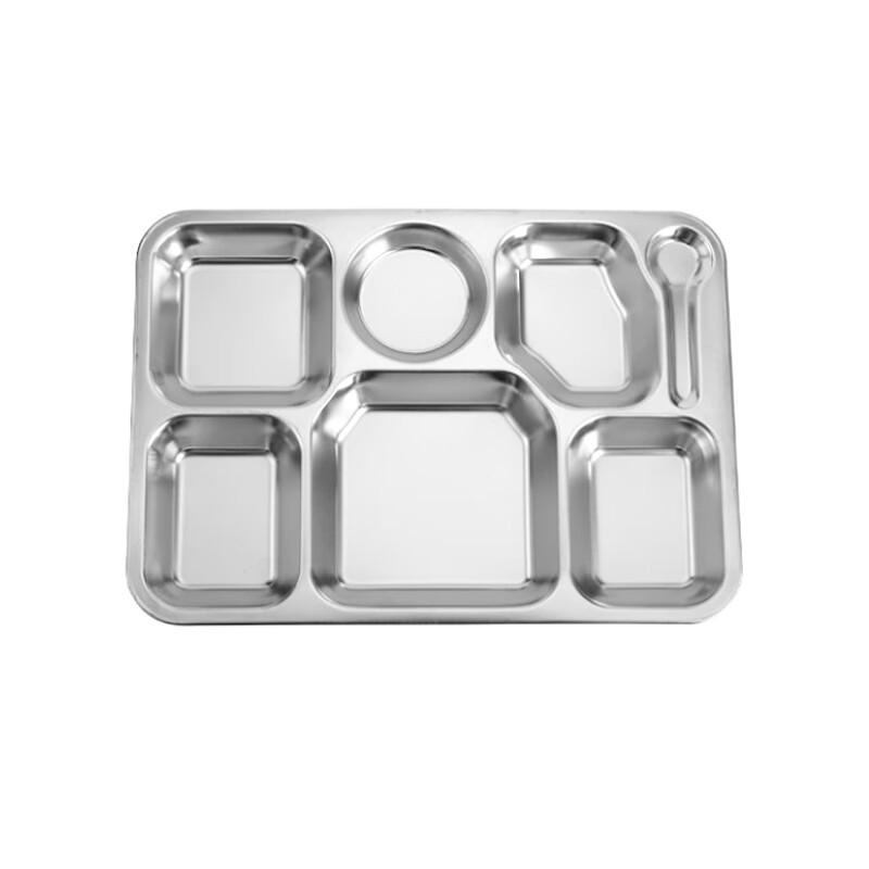 FU CHENG HANG 7-Compartment 304 Stainless Steel Meal Tray