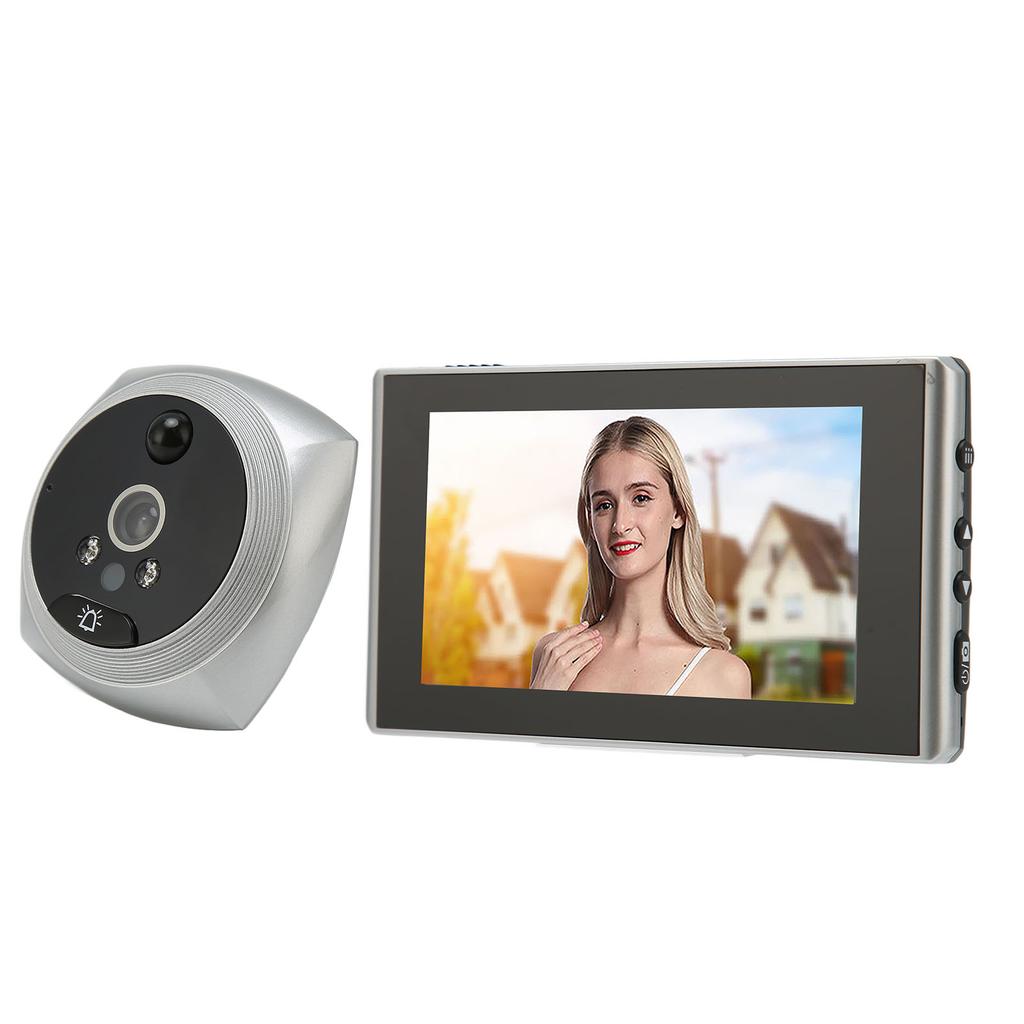 Digital Door Viewer Peephole 1080P Color Night Vision Human Body Detection 4.5 Inch Screen Smart Digital Doorbell Silver