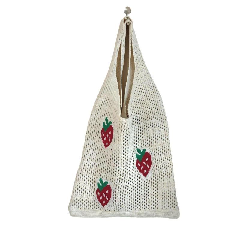 New Bag Japanese and Korean Tote Bag Strawberry Bag Knitted Bag Hollow Bag Beach Bag Woven Bag