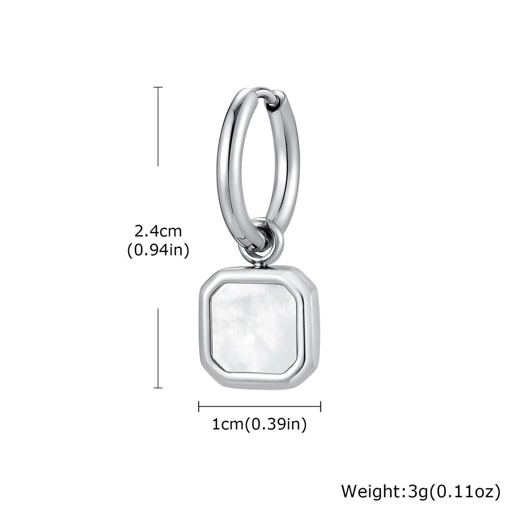 Stylish Men's Huggie Hoop Earrings,Trendy Natrual Stone Stainless Steel Square Ear Drop,Luxury Birthday Party Anniversary Gift