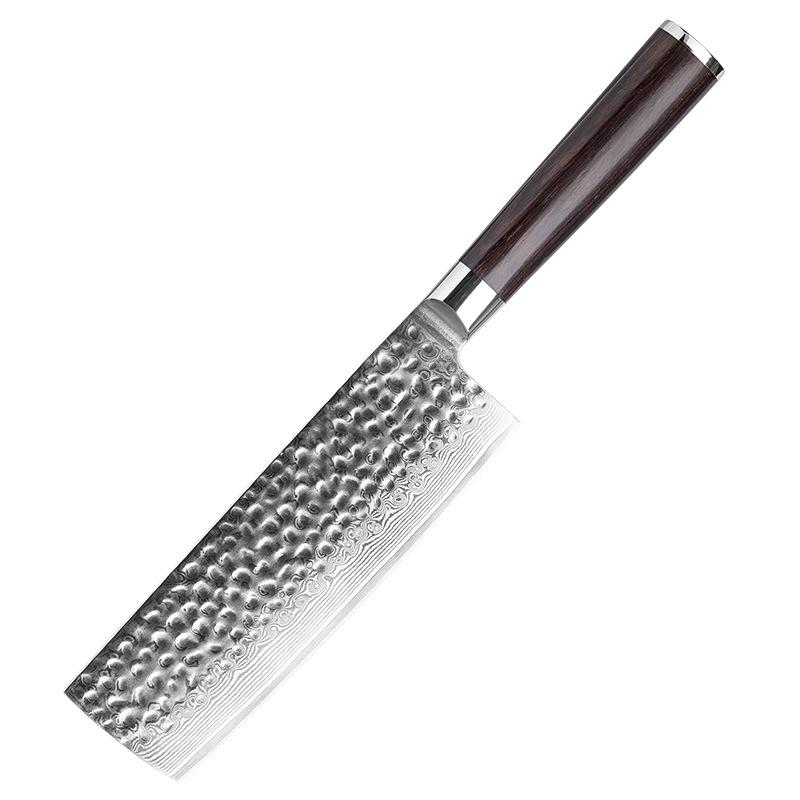 6.5 Inch Nakiri Knife 67-layers Damascus Steel Blade Ebony Handle Chef Cleaver Meat Slicing Vegetables Handmade Kitchen Knife