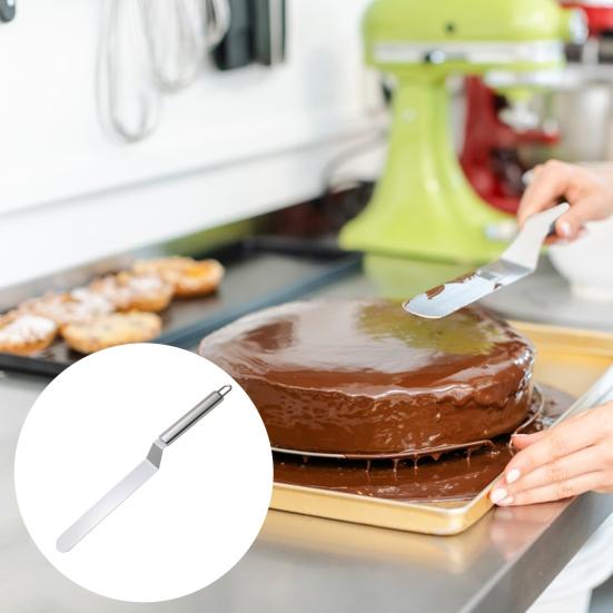 Nerezová ocel Krémová špachtle Zakřivený nástroj na polevu pro zdobení dortů 6/8/10/12 palců Pohodlná rukojeť DIY Dortové nástroje Nádobí na polevu