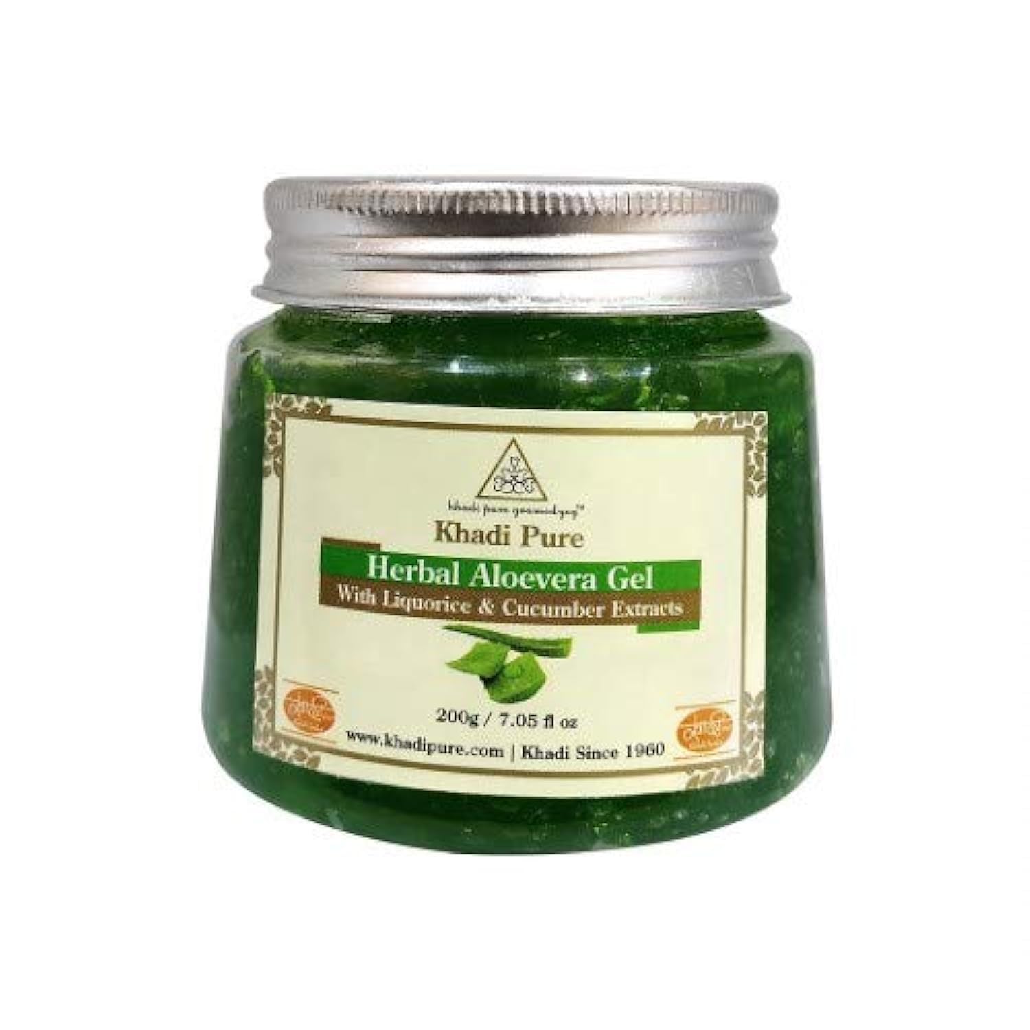 Khadi Pure Herbal Aloe Vera Gel with Liquorice & Cucumber Extracts (Green), 200 g