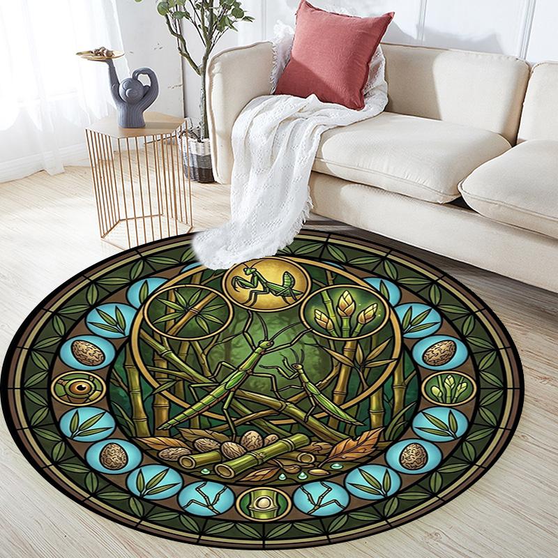Forest Creatures Glass Round Area Rug Under Office Chairs Bedroom Living Room Home Decor