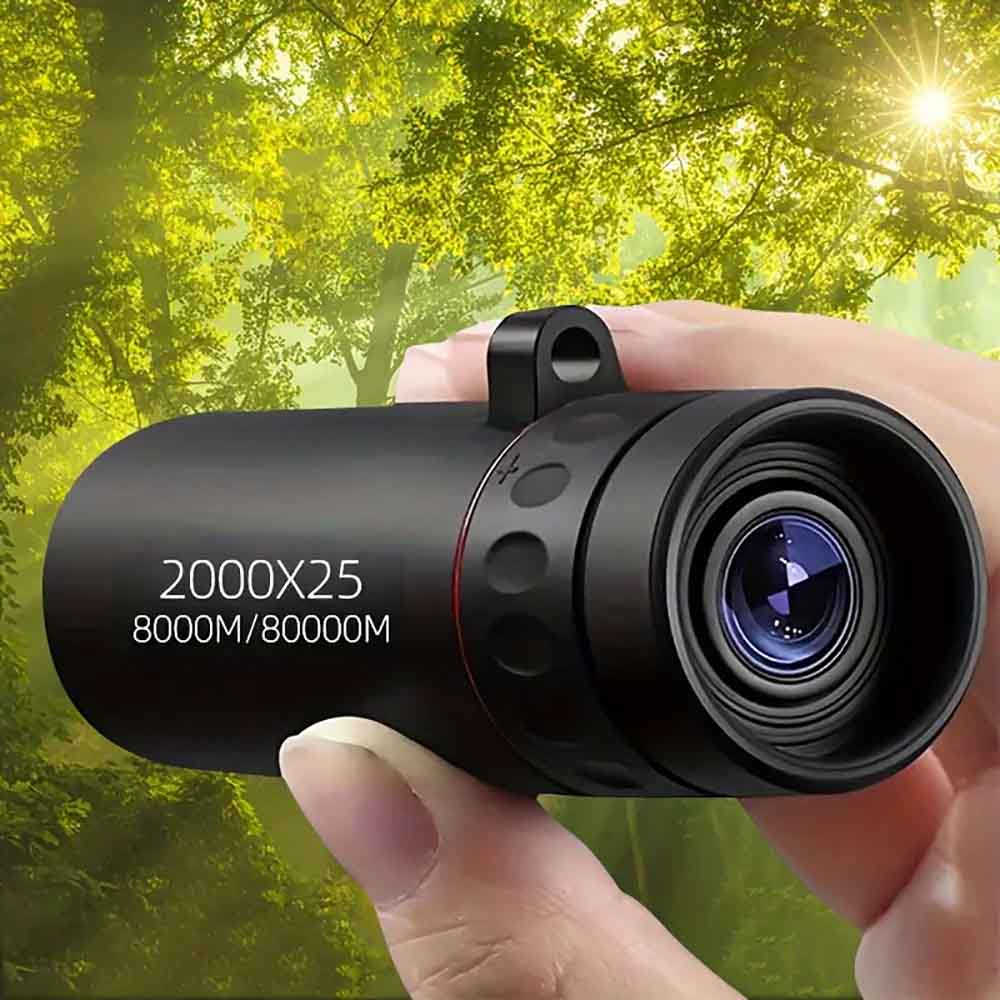 2000X25 HD Monokular Teleskop Kompakt Tragbar für Reisen Wandern Angeln Camping Sternenbeobachtung Konzerte Vogelbeobachtung Handyhalter