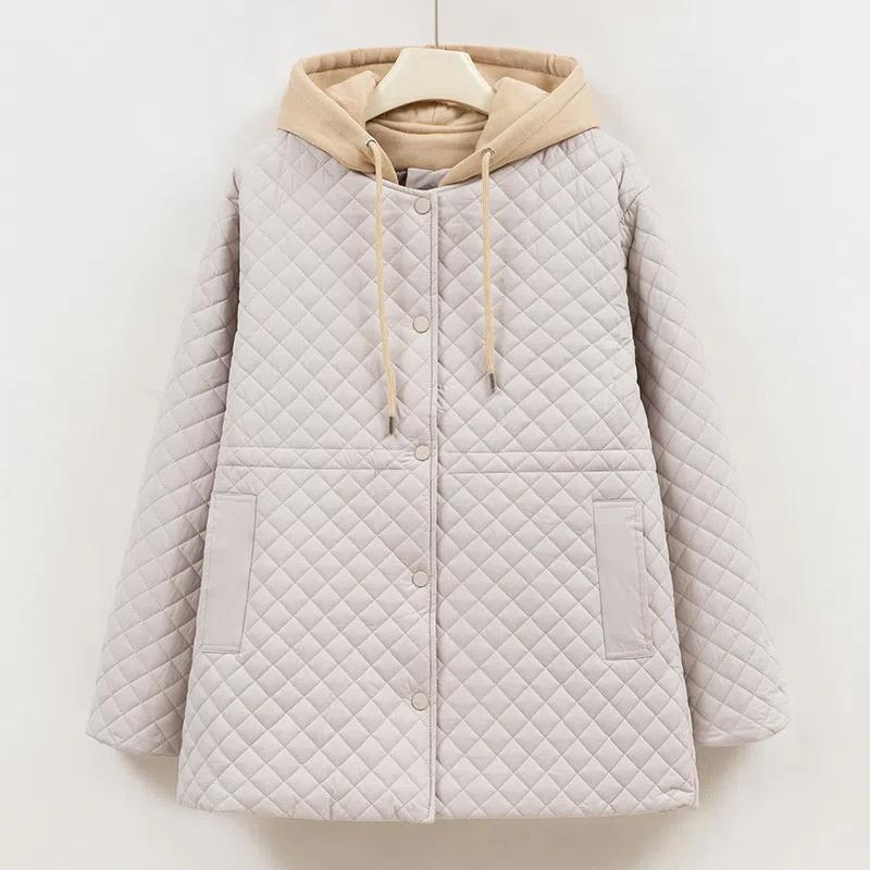 

Женские осенние и зимние куртки, поддельная двухкомпонентная куртка с капюшоном Diamond, легкая, свободная, ветрозащитная, короткая, женская, 5 цветов XXL бежевый