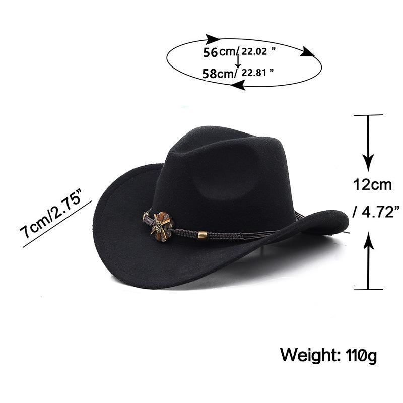 Hot-selling new western cowboy hat woolen jazz top hat men and women's ethnic style autumn and winter felt hat big eaves hat