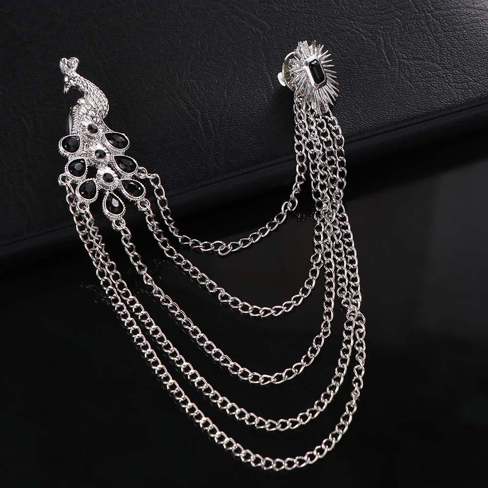 Corsage Rhinestone Suit Peacock Zinc Zinc Alloy Fashion Jewelry Clothing Accessory Men Brooch Vintage Brooch