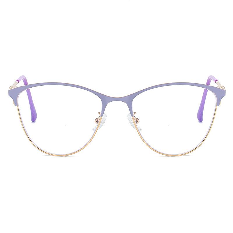 European and American retro cat eye glasses, high-end fashion multi-color trendy women's metal anti-blue glasses, ultra-light