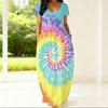 Women Loose Round Neck Short Sleeve Gown Plus Size Stylish Outfit Ideal For Summer Outdoor Activities