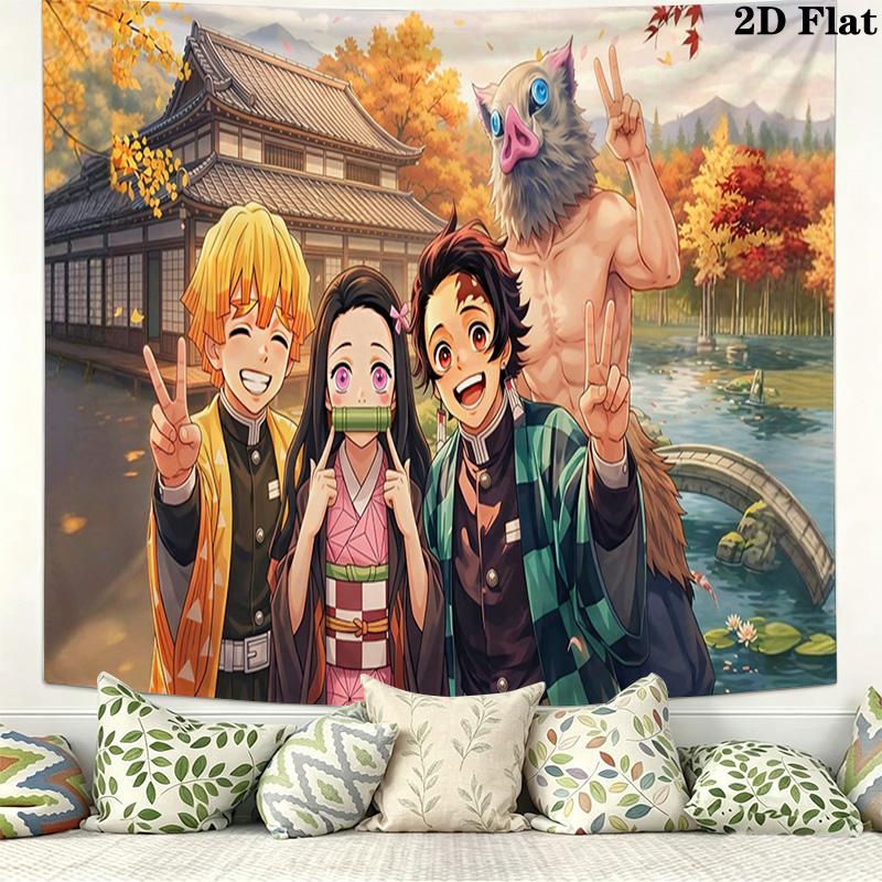 Demon Slayer Wall Tapestry Aesthetic Wall Hanging Printed Fabric Blanket Decorative Tapestries for Bedroom Living Room Home Decor
