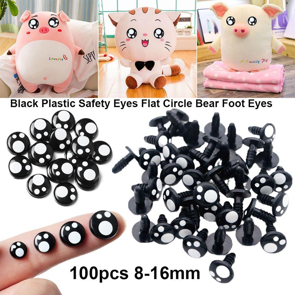 100pcs 8-16mm Flat Circle Bear Foot Eyes 2Styles Animal Puppet Crafts  For White Bear Doll